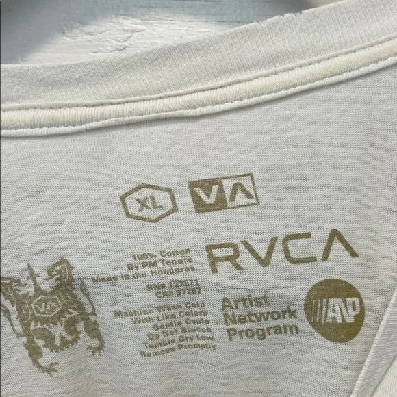 RVCA White Tee with Blue and Pink Graphic I Men's XL - Picture 3 of 7